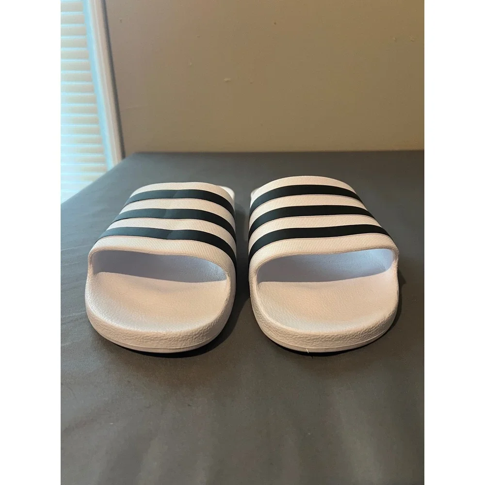 Adidas Adilette Aqua Slides Mens Size 13 White Black F35539 Striped Sandals‎